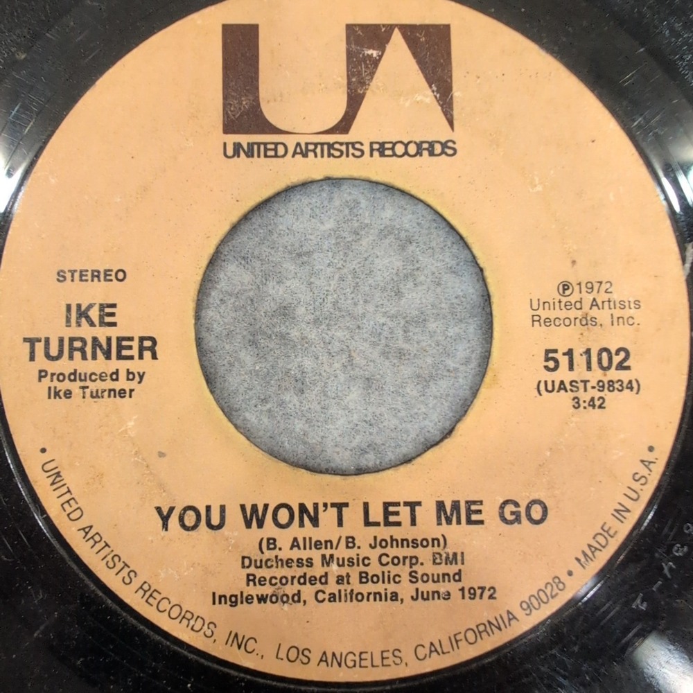 Ike Turner You Won't Let Me Go Dust My Broom 45 RPM Vinyl 1972 UA 51102